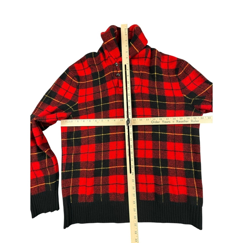 Polo Ralph Lauren Sweater Mens Large Red Plaid Shawl Neck Scottish Yarn - Picture 4 of 15